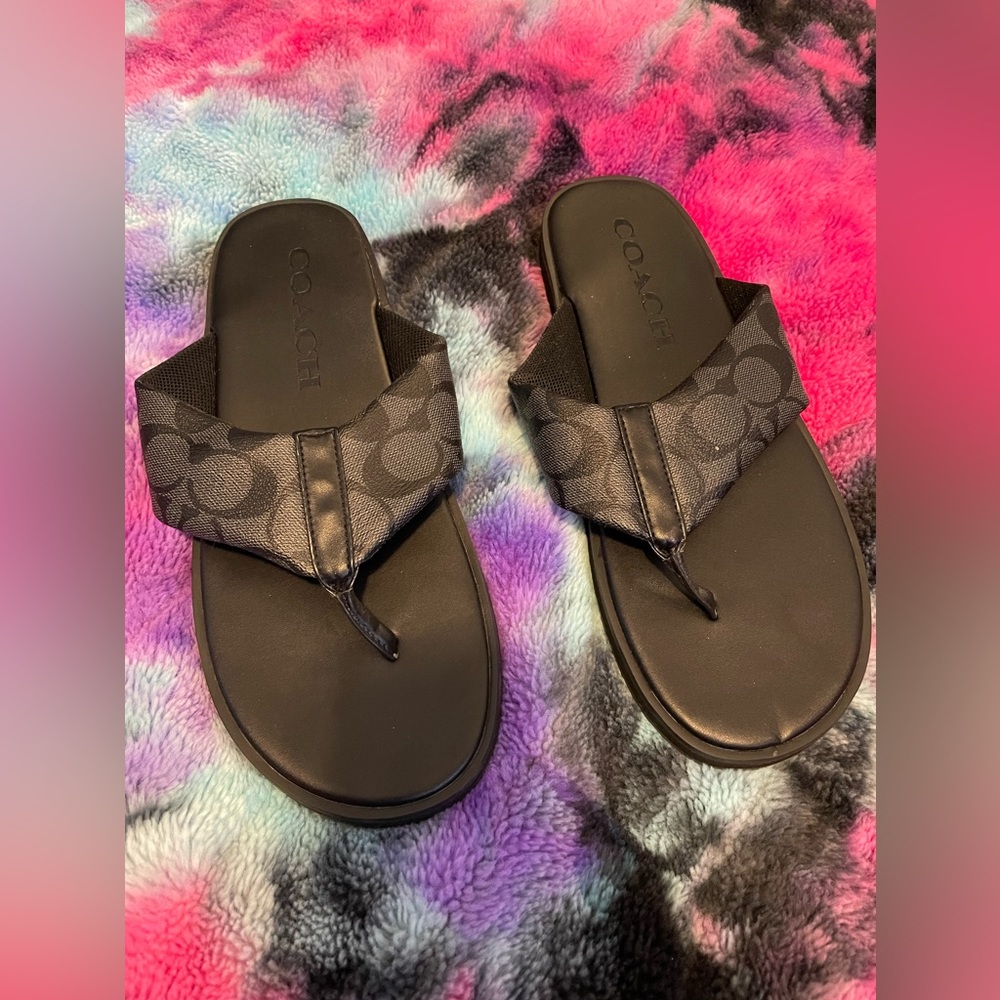 Coach Black Men’s Flip Flops Size 10